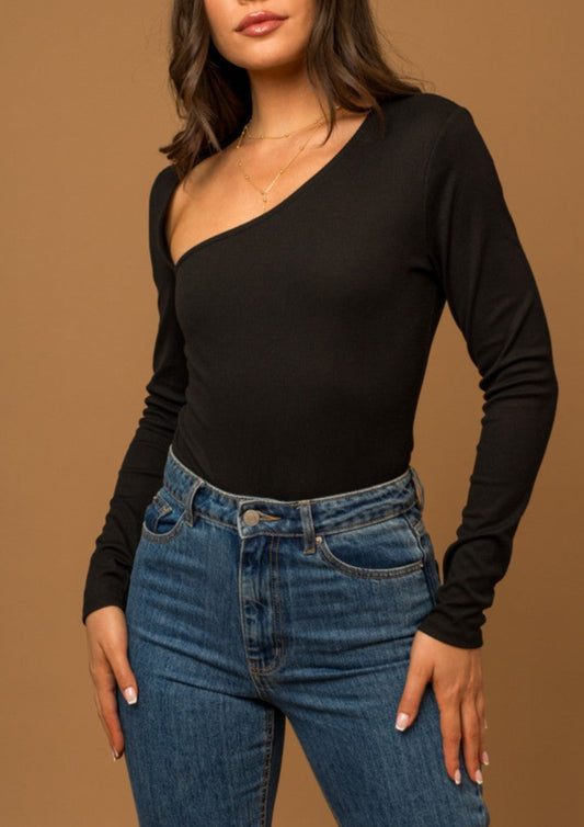 Asymmetric Neckline Bodysuit