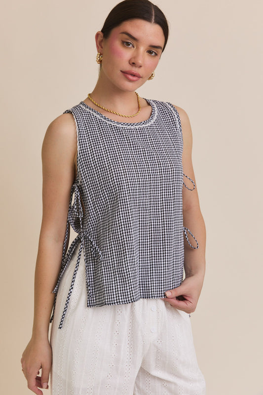 Gingham Tie Top