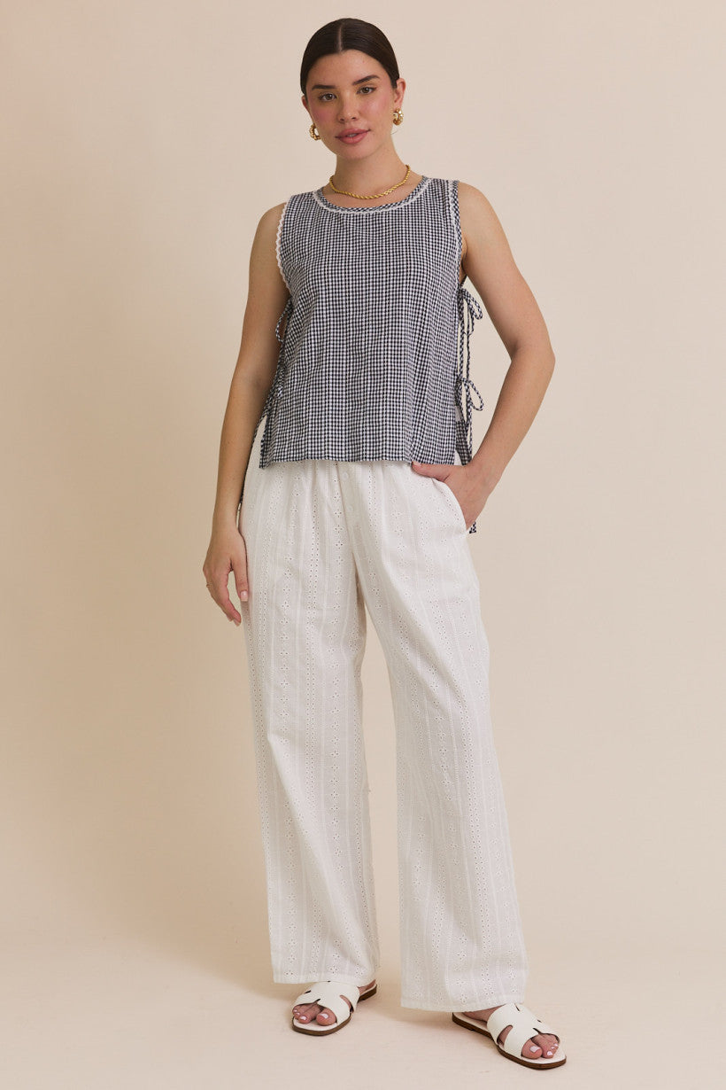 Gingham Tie Top