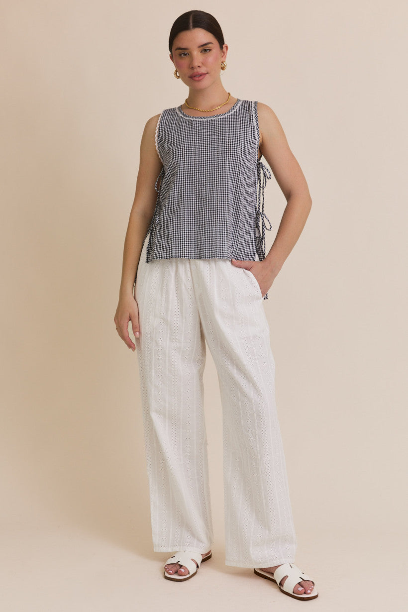 Gingham Tie Top