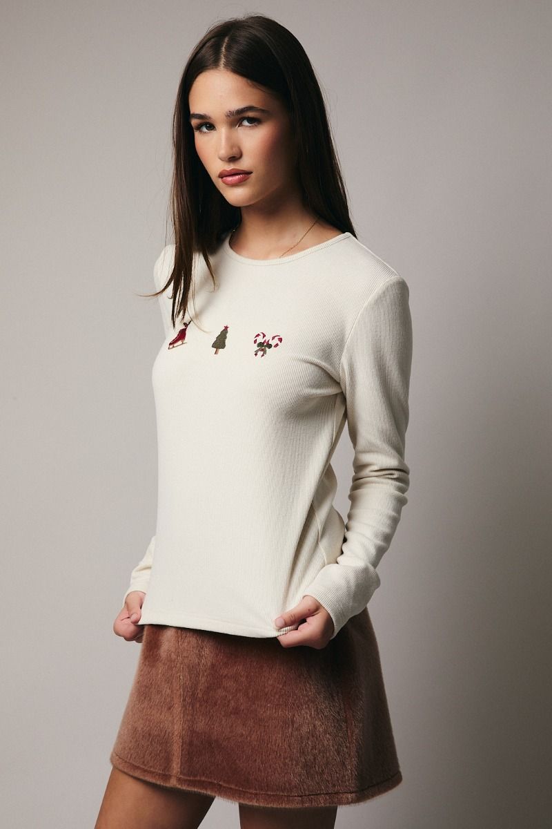 Christmas Motif Long Sleeve Tee