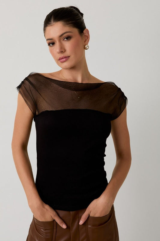 Draped Black Top