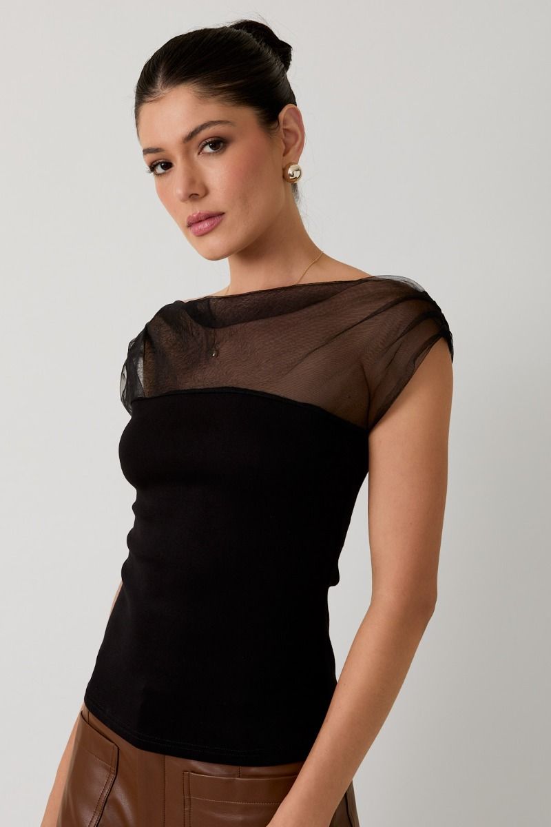 Draped Black Top