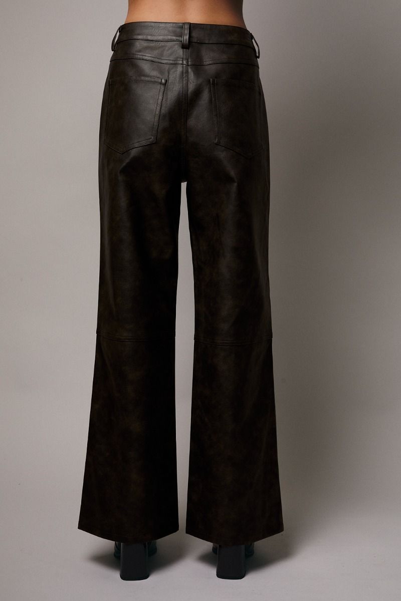 Wide Leg Faux Leather Pants