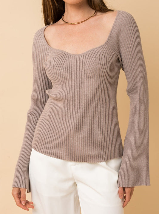 Sweetheart Ribbed Sweater